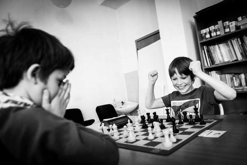 Boys playing chess